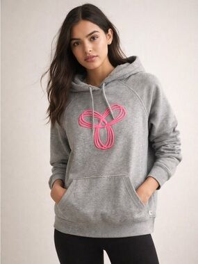 Aritzia TNA Grey Pullover Hoodie Pink Logo Size Medium